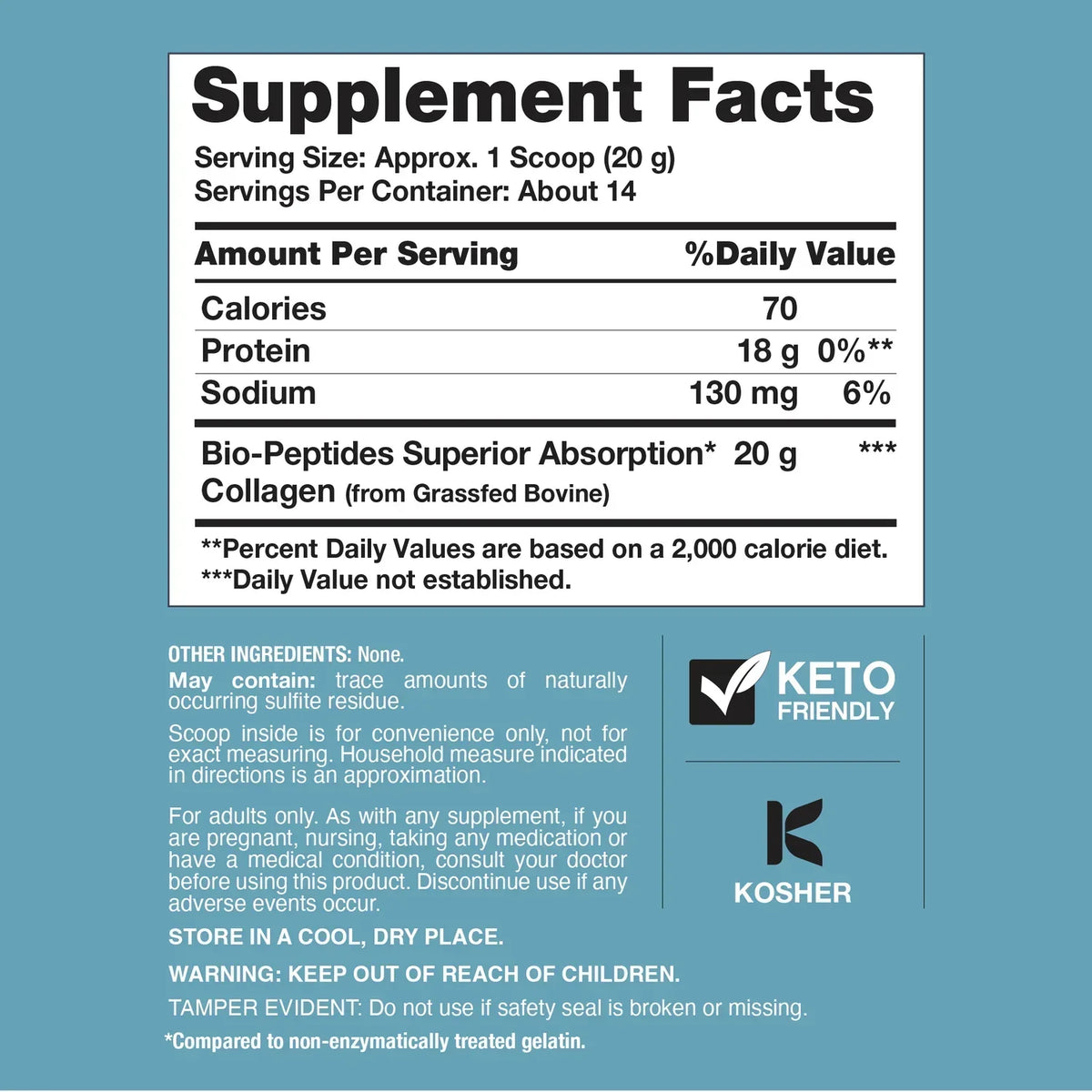 NeoCell Collagen Bio-Peptides Powder 20oz Grassfed Collagen Protein