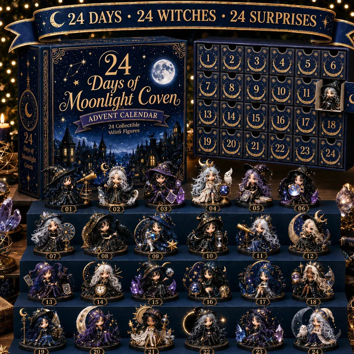 🔮 LAST DAY 49% OFF – 24 Days Of Witchy Surprises Advent Calendar | 24 Unique Collectible Witches with Magical Themes, Mini Figures & Fantasy Display Collection ✨