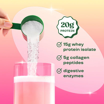 Bloom Nutrition Clear Protein - Clear Whey + Collagen Protein Blend | 20g Protein, 90 Calories, 0g Sugar, Light & uct Refreshing Fruity Drink | Protein for Women