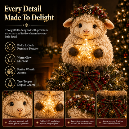 Buy 2+ Get FREE Shipping🎄✨ Baby Highland Cow Light‑Up Star Christmas Tree Topper