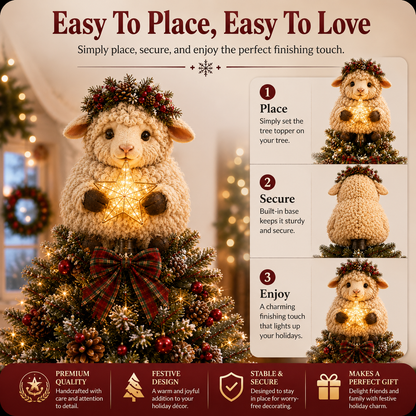 Buy 2+ Get FREE Shipping🎄✨ Baby Highland Cow Light‑Up Star Christmas Tree Topper