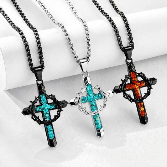 Turquoise Cross Thorn Necklace