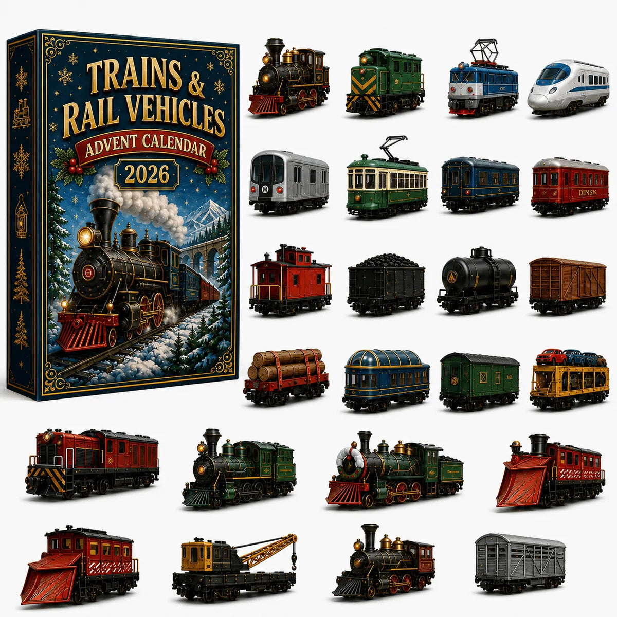 🚩 Trains & Rail Vehicles Advent Calendar 2026 – 24 Days of Railway Surprises