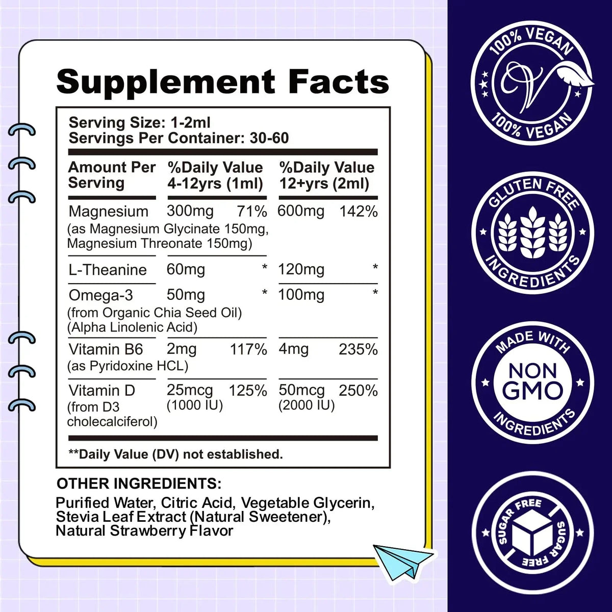 Kids Magnesium Liquid Drops-Magnesium Glycinate Liquid for Kids L-Threonate