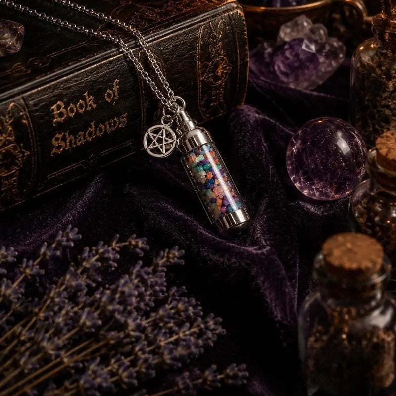 Gothic Crystal Wish Bottle Necklace